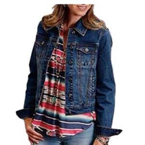 STETSON WOMEN'S STRETCH DENIM WELT POCKET BUTTON-FRONT JACKET, Large​​​​​
